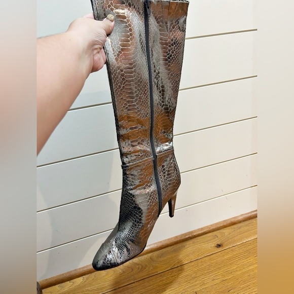 Sam Edelman Silver Snakeskin Heeled Boots - Picture 10 of 16